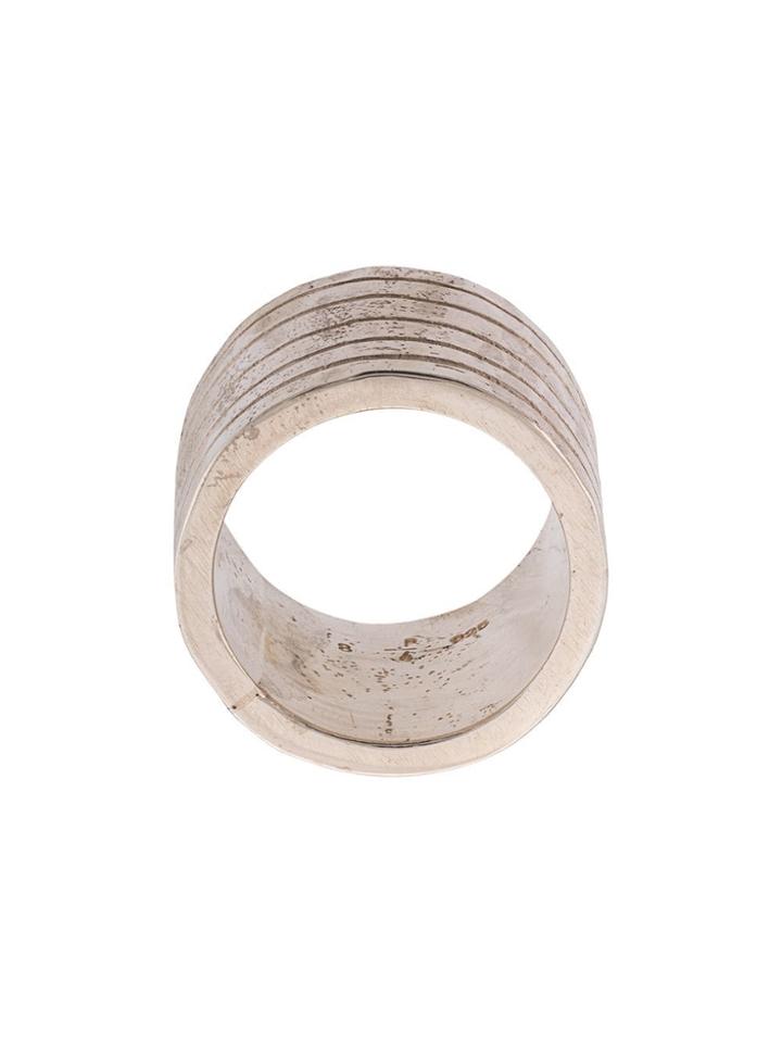 Parts Of Four Distressed Grooved Ring - Silver