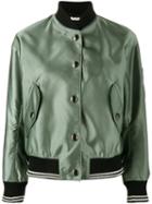 Miu Miu Patch Applique Bomber Jacket, Women's, Size: 40, Green, Polyamide/viscose/virgin Wool