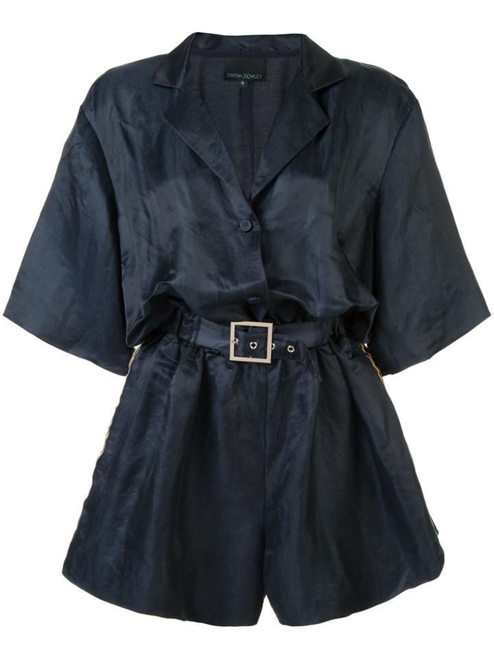 Cynthia Rowley Belted Short Playsuit - Blue