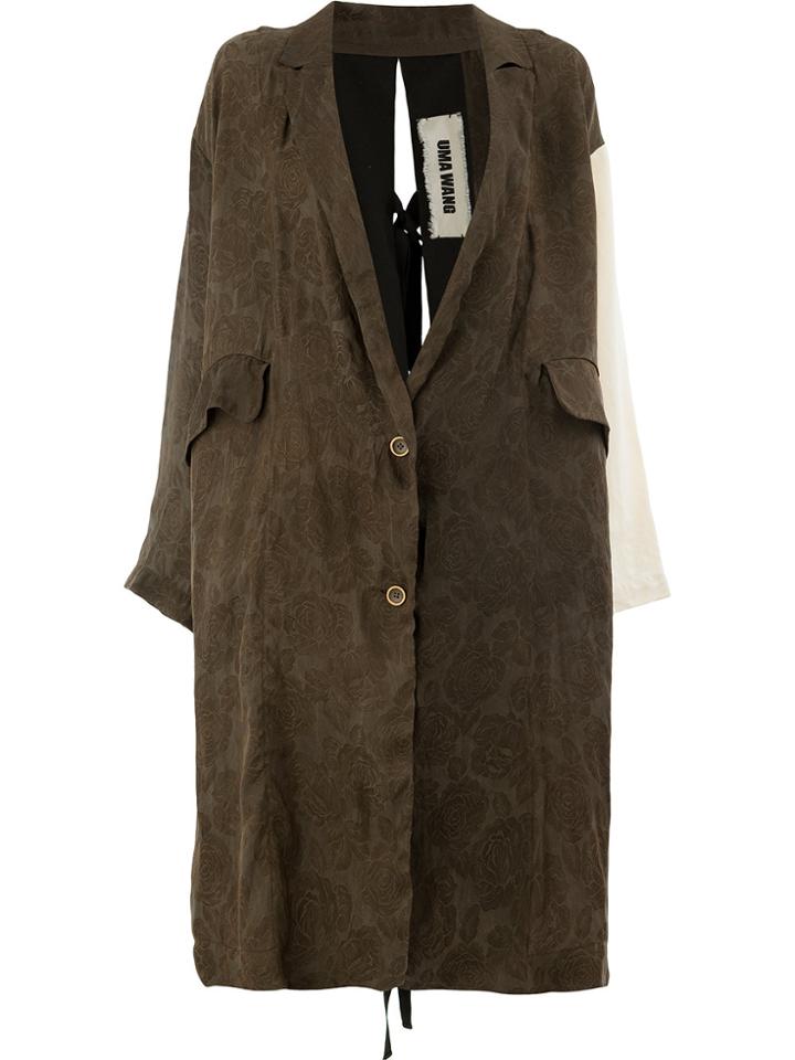 Uma Wang Contrast Sleeve Coat - Brown