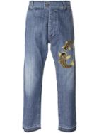 Christian Pellizzari Embellished Koi Jeans, Men's, Size: 48, Blue, Cotton