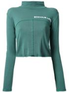 Eckhaus Latta Mock Neck Crop Top, Women's, Size: Large, Green, Cotton