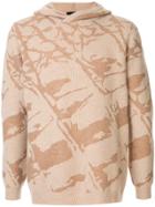 Emporio Armani Patterned Knit Hoody - Brown
