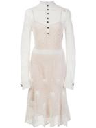 Derek Lam Mesh Overlay Shirt Dress, Women's, Size: Medium, White, Silk/cotton/spandex/elastane