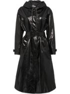 Prada Hooded Leather Trench Coat - Black