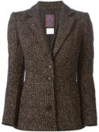 John Galliano Vintage Striped Buttoned Blazer, Women's, Size: 38, Black