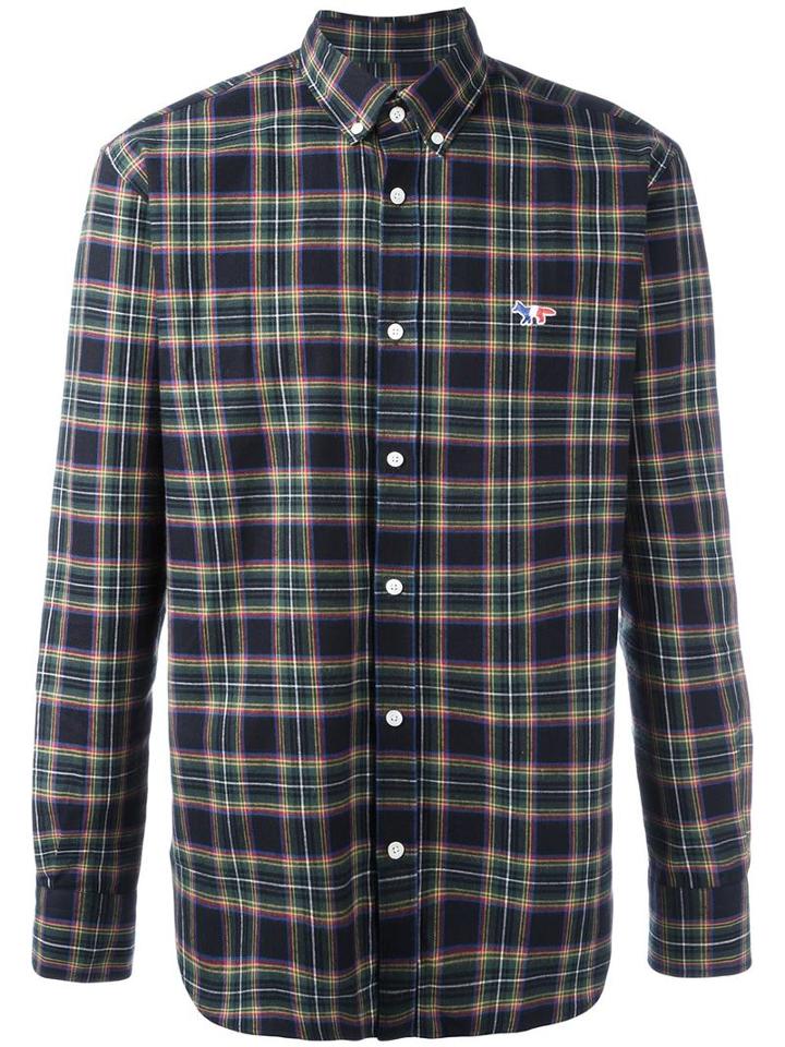 Maison Kitsuné Checked Shirt, Men's, Size: 39, Green, Cotton