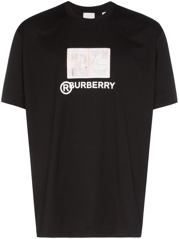 Burberry Passport-print T-shirt - Black