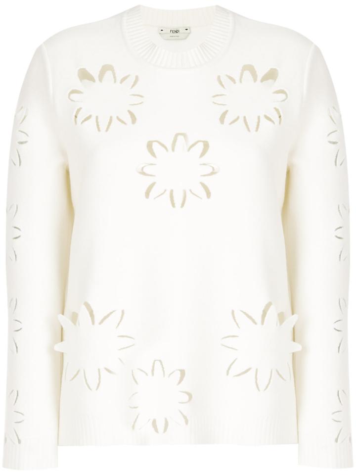 Fendi Cut Out Details Sweater - White