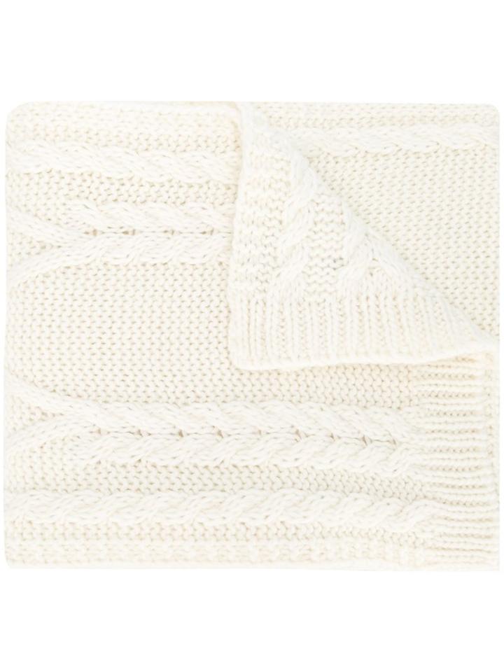 Moncler Cable Knit Scarf, Women's, White, Acrylic/wool/alpaca
