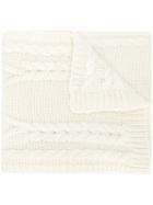 Moncler Cable Knit Scarf, Women's, White, Acrylic/wool/alpaca