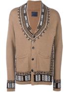Laneus Geometric Intarsia Cardigan, Men's, Size: 50, Nude/neutrals, Polyamide/viscose/angora/wool