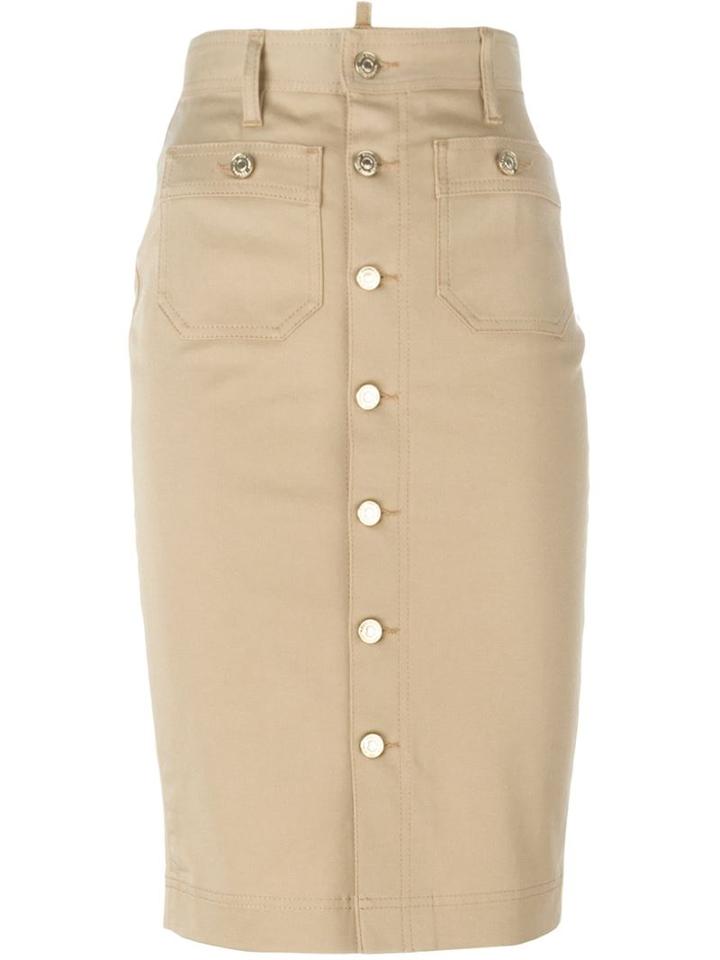 Dsquared2 Classic Pencil Skirt, Women's, Size: 42, Nude/neutrals, Cotton/spandex/elastane/polyester