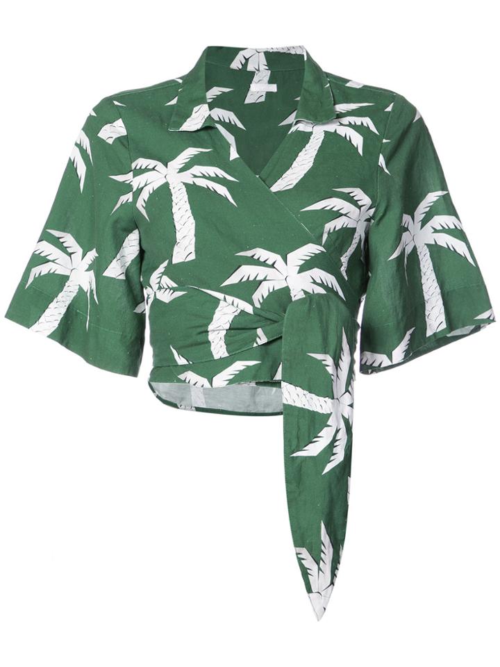 Osklen Osklen X Tarsila Palm Tree Cropped Blouse - Green