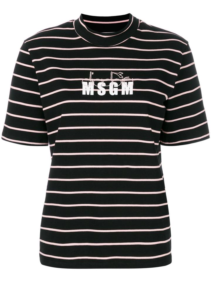 Msgm Msgm X Diadora High-neck Striped T-shirt - Black