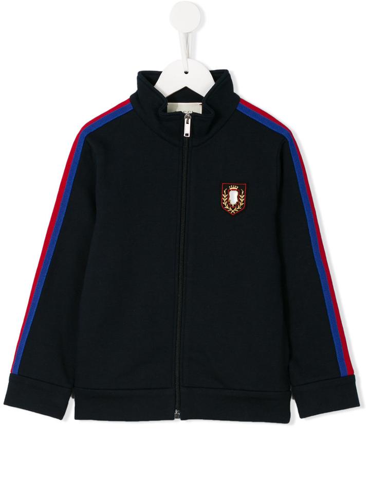 Gucci Kids Contrast Stripe Jacket, Toddler Boy's, Size: 5 Yrs, Blue
