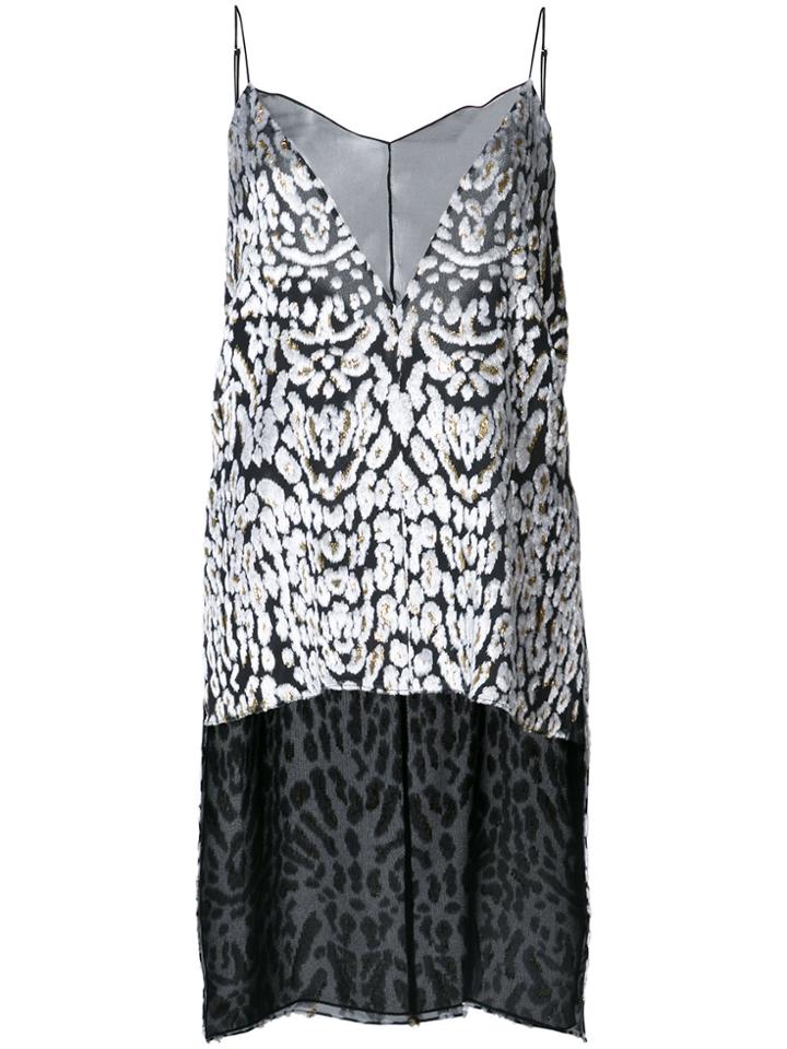 Adam Lippes Ocelot Velvet Insert V-cami Top - Black