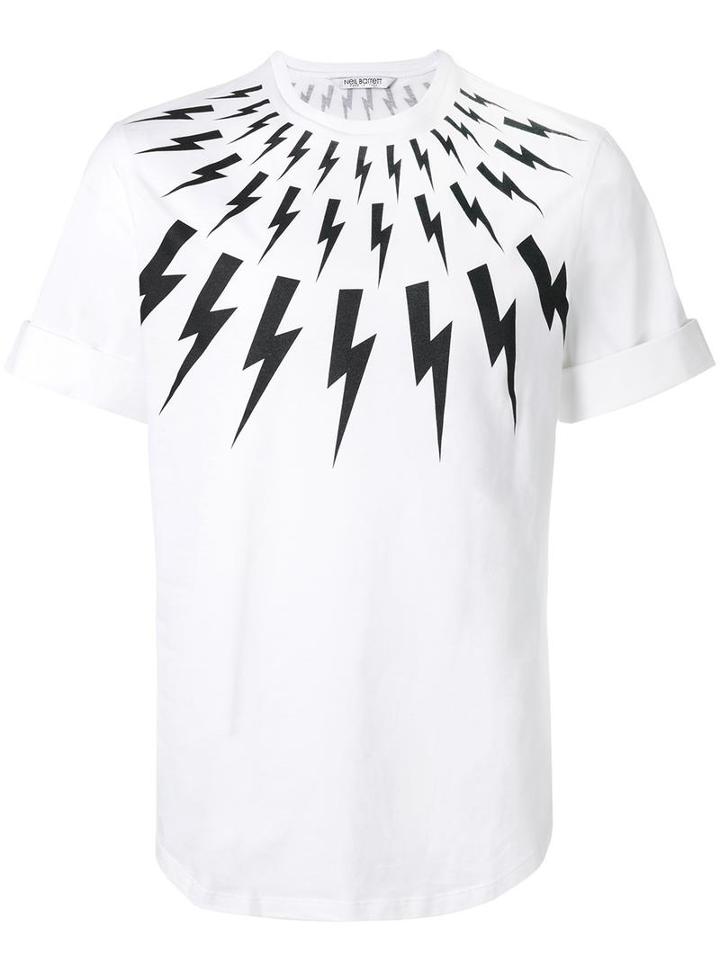 Neil Barrett Lightning Bolt Print T-shirt, Men's, Size: 41, White, Cotton