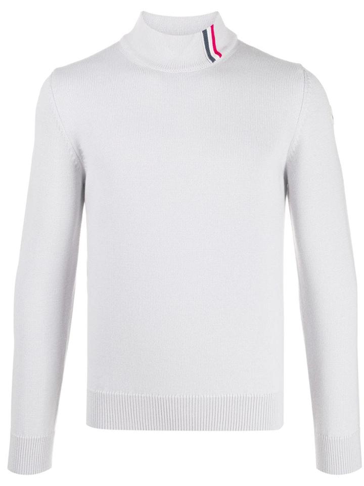 Moncler Stripe Detail Turtle Neck Sweater - Grey
