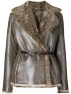 Giorgio Armani Belted Metallic Jacket - Brown