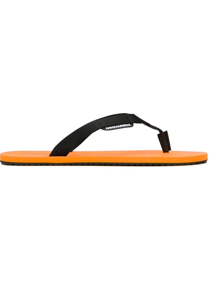 Dsquared2 Logo Flip Flops, Men's, Size: 44, Black, Polyester/rubber