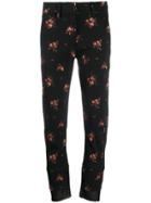 Ann Demeulemeester Floral Print Cropped Trousers - Black