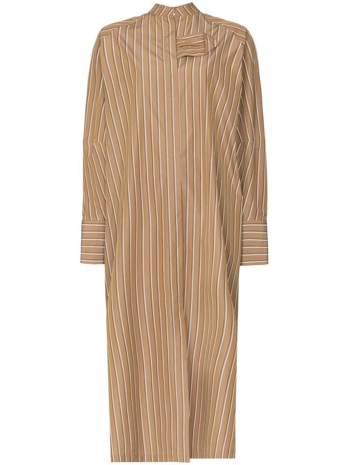 Jil Sander Striped Shirt Dress - Brown