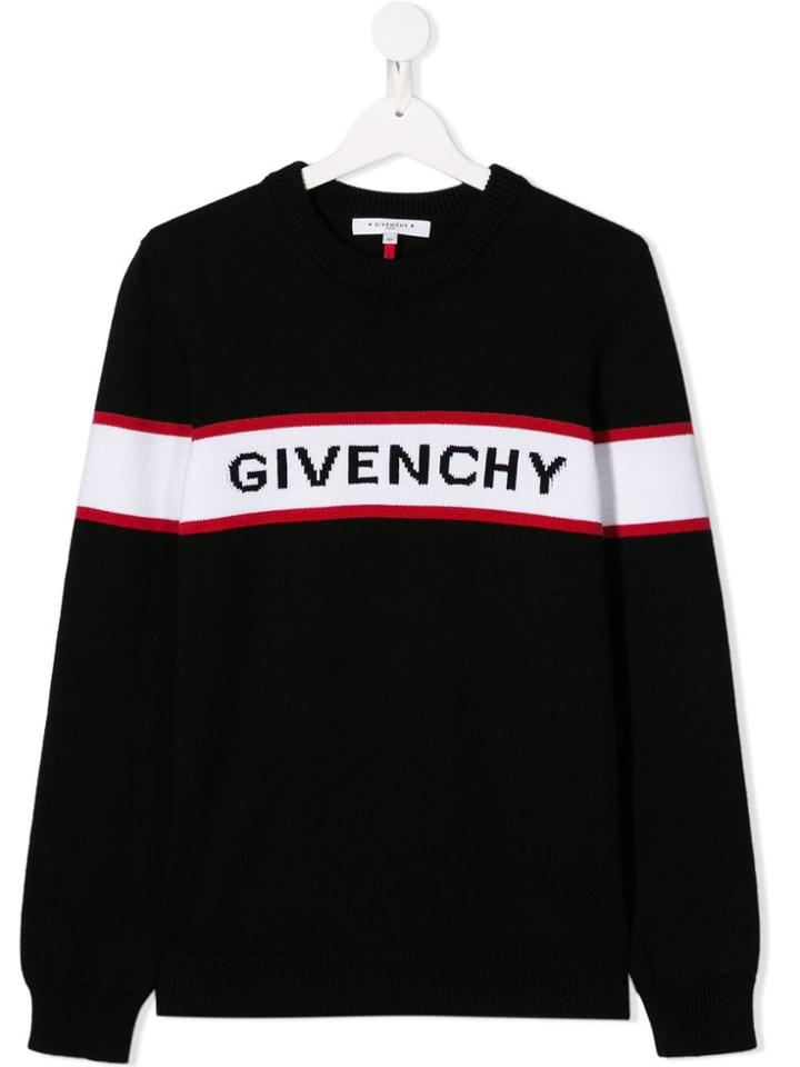 Givenchy Kids Teen Fine-knit Logo Jumper - Black