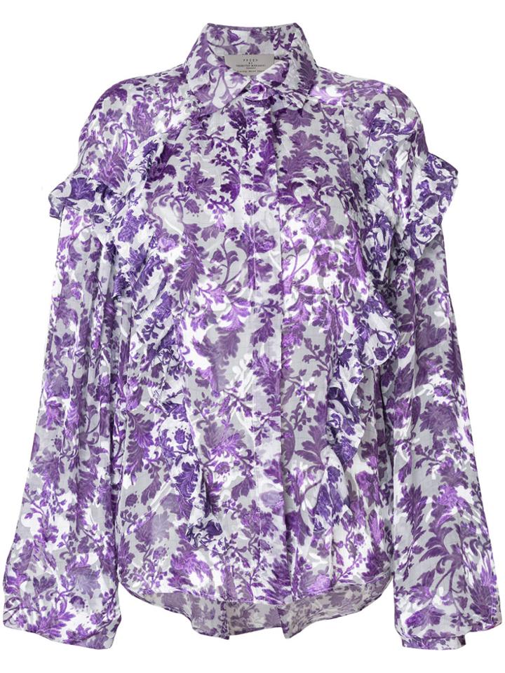 Preen By Thornton Bregazzi Miranda Flocked Blouse - Pink & Purple