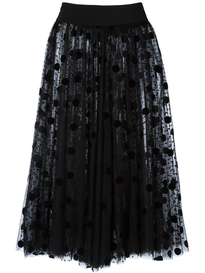 Gianluca Capannolo Semi Sheer Polka Dot Skirt, Women's, Size: 42, Black, Viscose/nylon