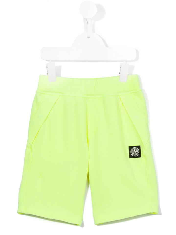 Stone Island Kids Logo Patch Shorts, Boy's, Size: 6 Yrs, Yellow/orange