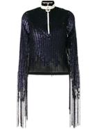Aviù Roll-neck Fringed Top - Blue