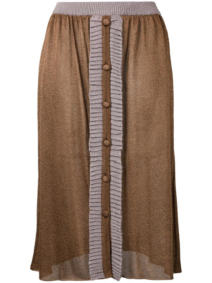 D'enia Buttoned Knit Skirt - Brown