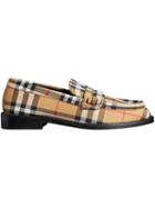 Burberry Yellow, Black And White Vintage Check Penny Loafers