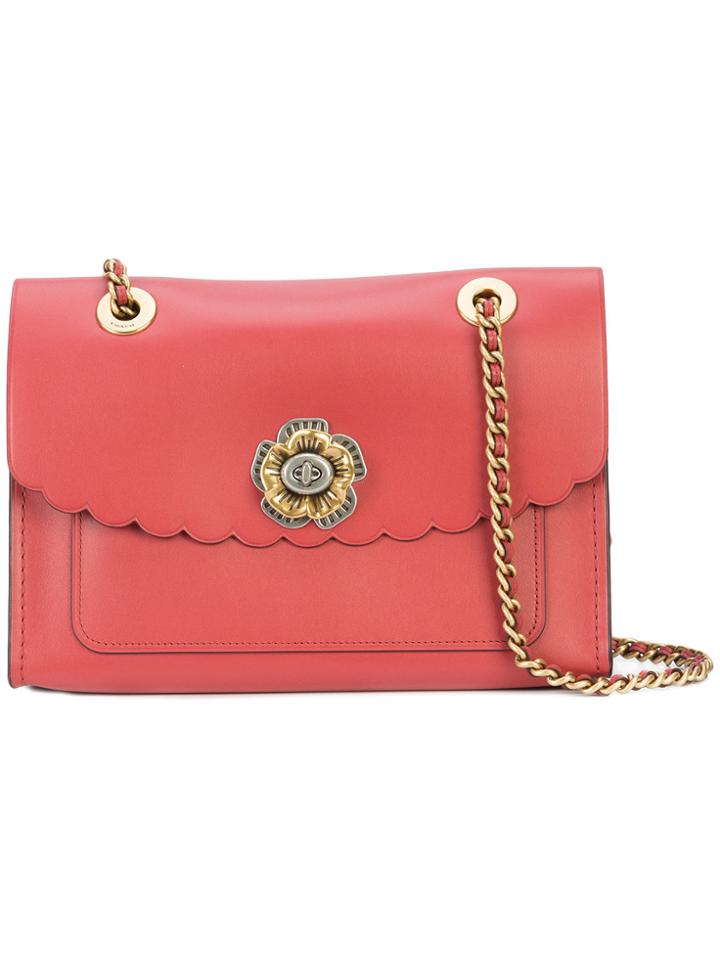 Coach Tea Rose Turnlock Parker Bag - Red
