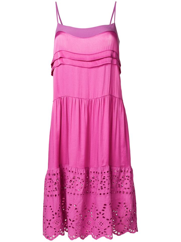 Semicouture Embroidered Flounce Dress - Pink & Purple