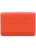 Bottega Veneta Fold-over Woven Wallet - Yellow & Orange