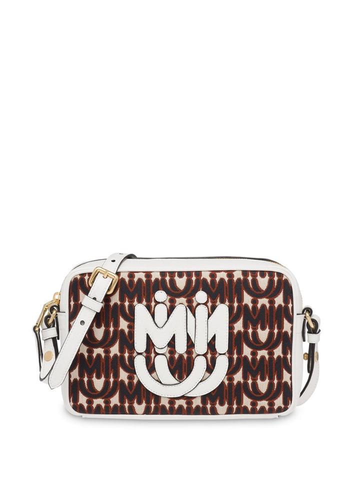 Miu Miu Jacquard And Madras Leather Shoulder Bag - Silver