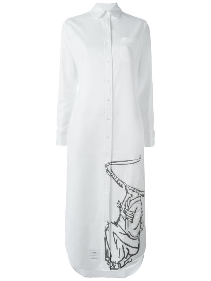 Thom Browne Calf Length R/c Shirt Dress W Intarsia