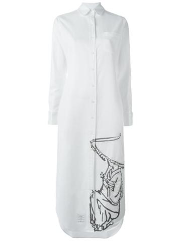 Thom Browne Calf Length R/c Shirt Dress W Intarsia