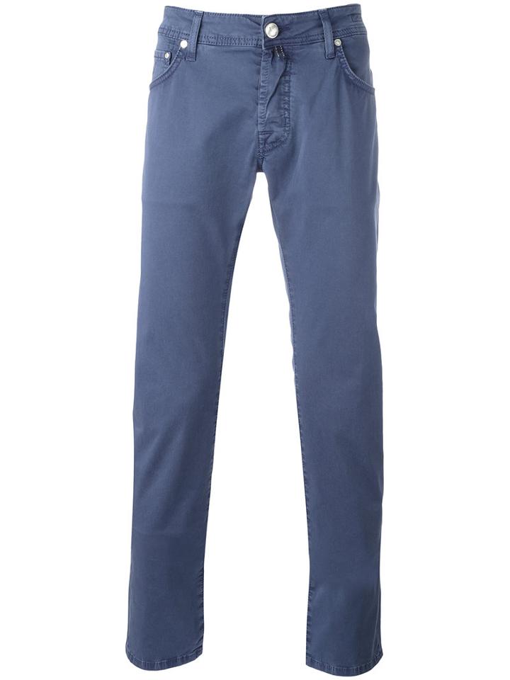 Jacob Cohen Plain Chinos, Men's, Size: 33, Blue, Cotton/spandex/elastane