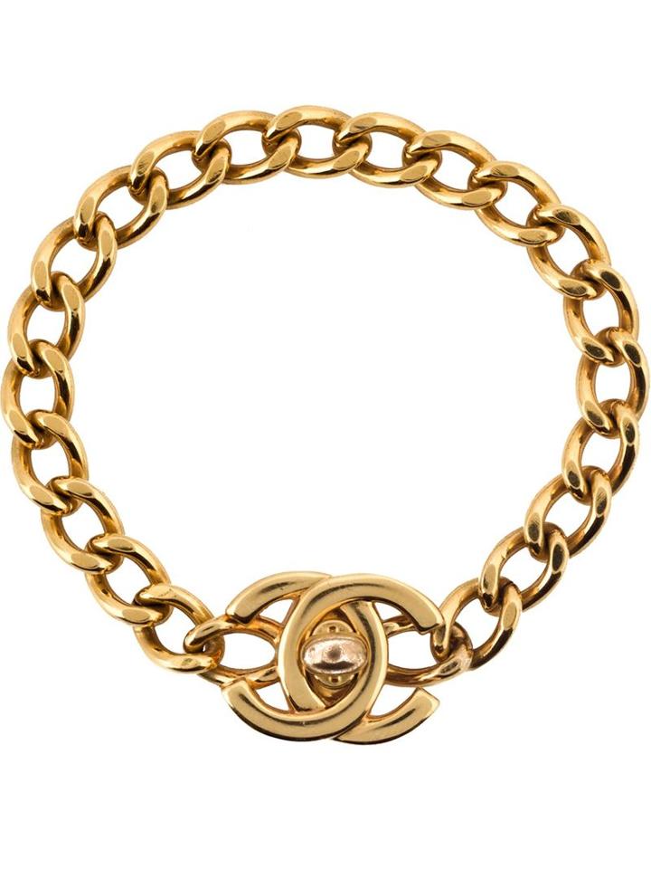 Logo Chain Bracelet, Women's, Metallic, Chanel Vintage