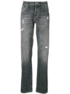 Brunello Cucinelli Distressed Straight Leg Jeans - Grey