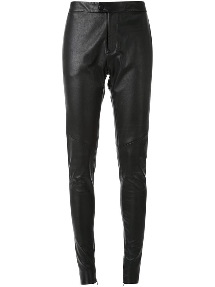 Bassike Tapered Leather Trousers - Black