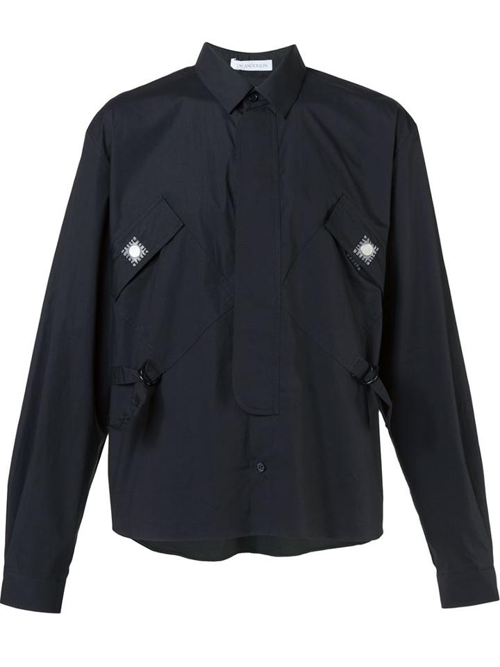 J.w.anderson Patch Pocket Shirt, Men's, Size: 46, Black, Cotton/polyurethane