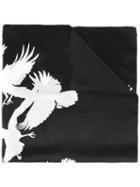 Ann Demeulemeester Birds Print Scarf, Women's, Black, Silk