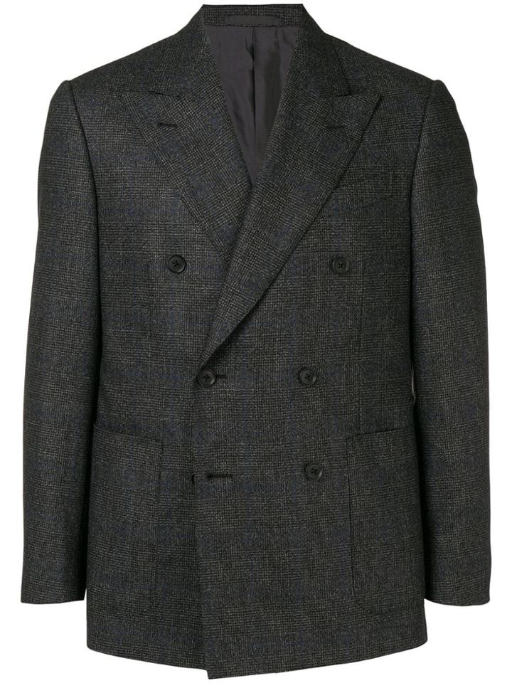 Caruso Double-breasted Fitted Blazer - Grey