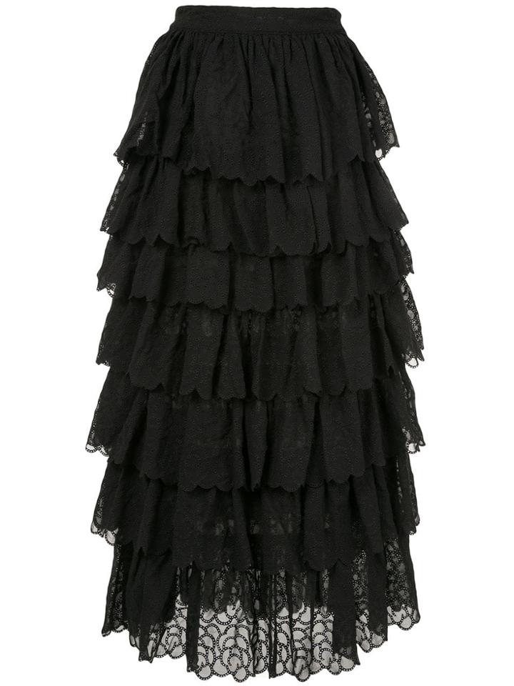 Sir. Florrié Embroidered Maxi Skirt - Black