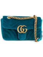 Gucci - 'gg Marmont' Shoulder Bag - Women - Silk/leather/velvet/metal - One Size, Green, Silk/leather/velvet/metal