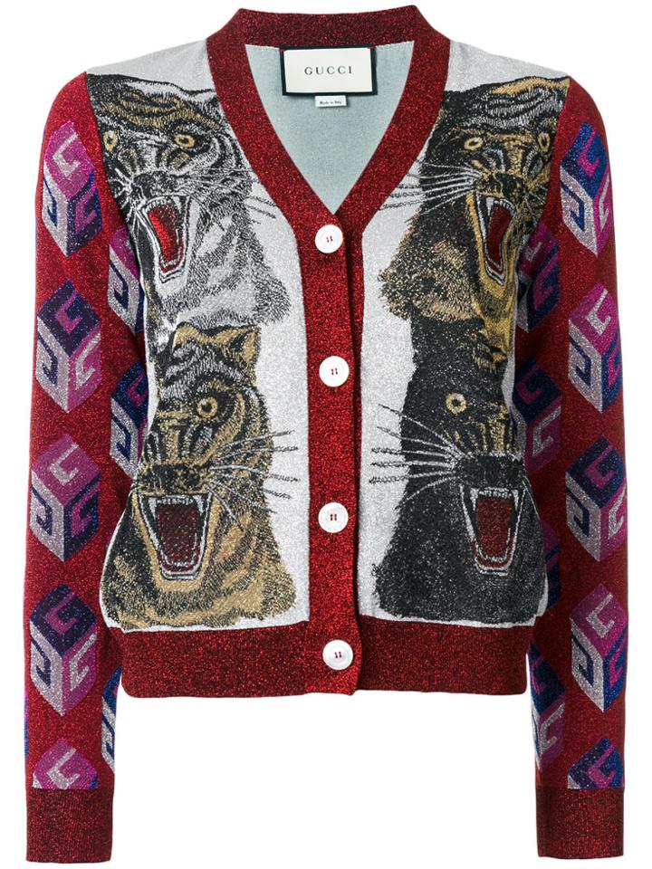 Gucci Tiger Intarsia Cardigan - Multicolour